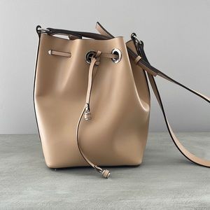 Zara Taupe Bucket Handbag with Strap
